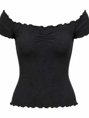 BDG Black Off-Shoulder Ribbed Top